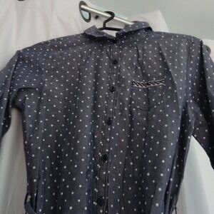 girls Faded Glory size XL polka dot button up blouse with belt
